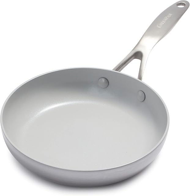 GreenPan Venice Pro Tri-Ply Stainless Steel Healthy Ceramic Nonstick 20 cm Frying Pan Skillet, PFAS-Free, Multi Clad, Induction, Oven Safe, Silver