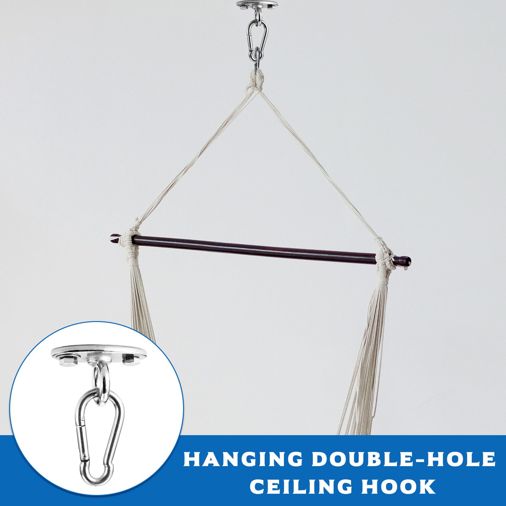 wugongshan Gancio da soffitto per carichi pesanti, in acciaio inox, per travi in legno, soffitto in cemento, fino a 500 kg, per altalena, yoga, poltrona sospesa