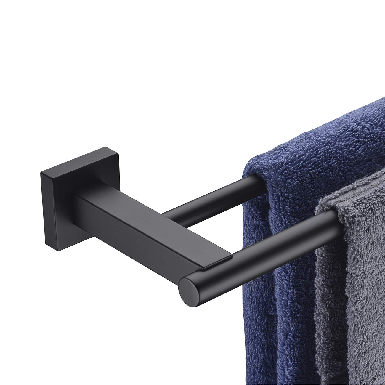 HooohDouble Bath Towel Bar, 24-Inch Matte Black Stainless Steel Towel Holder Rack for Bathroom, A103L60-BK