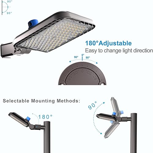 Miniatura 6 de Paquete de 3 luces LED de estacionamiento de 320 W (44800 lm Eqv 1200 W HPS) 5000 K luz de poste LED con montaje deslizante, luz de calle LED con