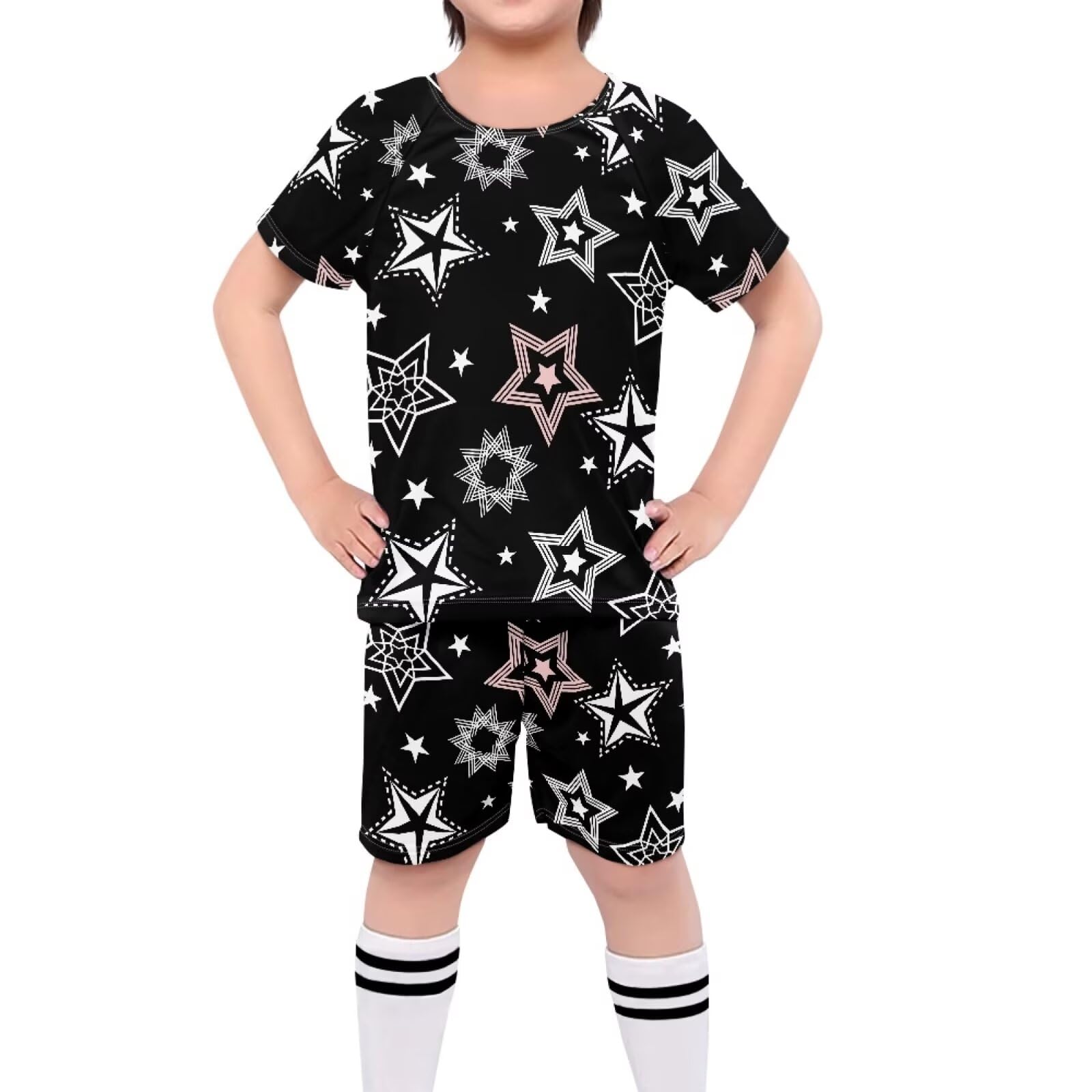 ORGYPET Star Black Kids Soccer Jersey Soccer 2024 Trendy Uniforms for Boys Easy to Movement Soccer Jersey Youth Children's Football Suit Comfort for Sports Outdoor, S