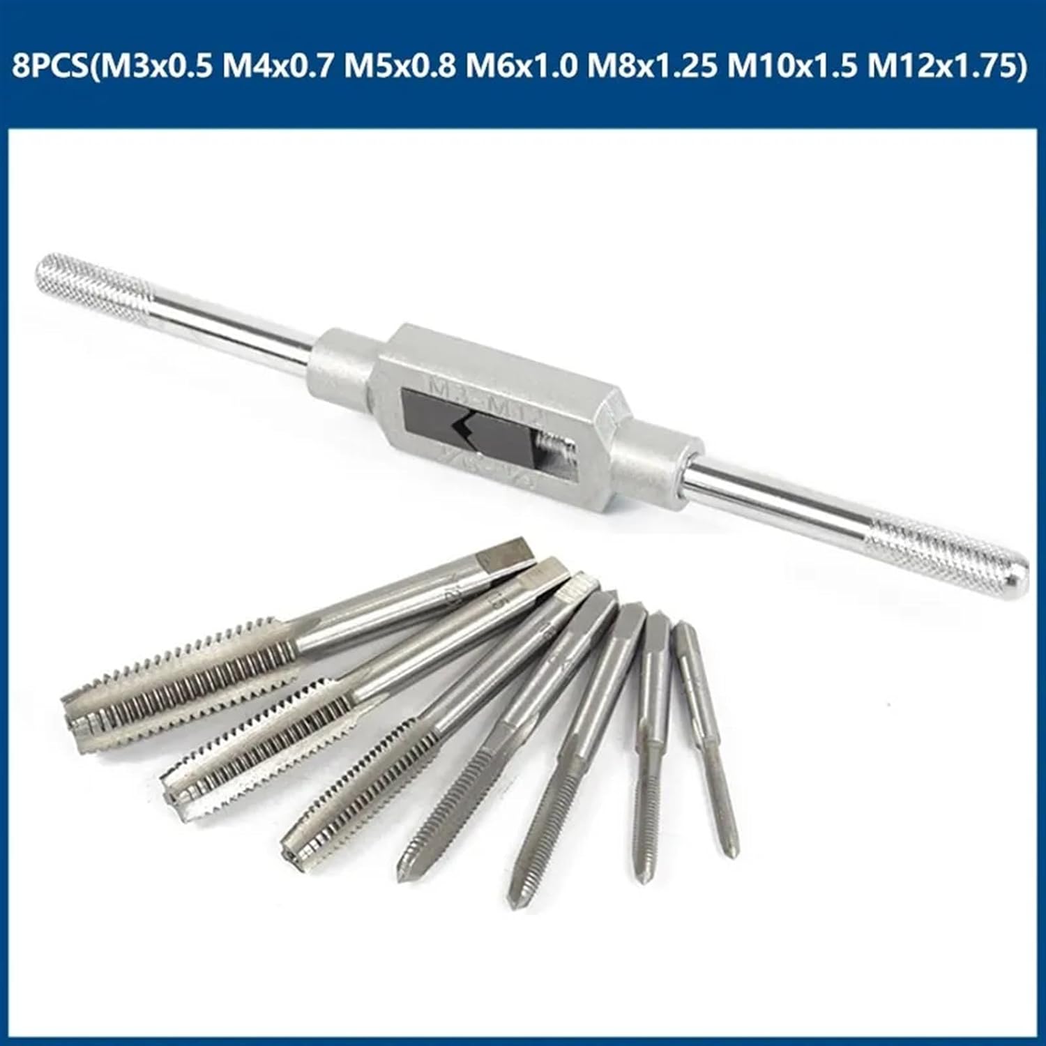 Tap Wrench Set Hand Tapping Tool Holder Twist Drill Bit Screw Tap Drill Metalworking Threading Tool 6/8/9pcs(8pcs)