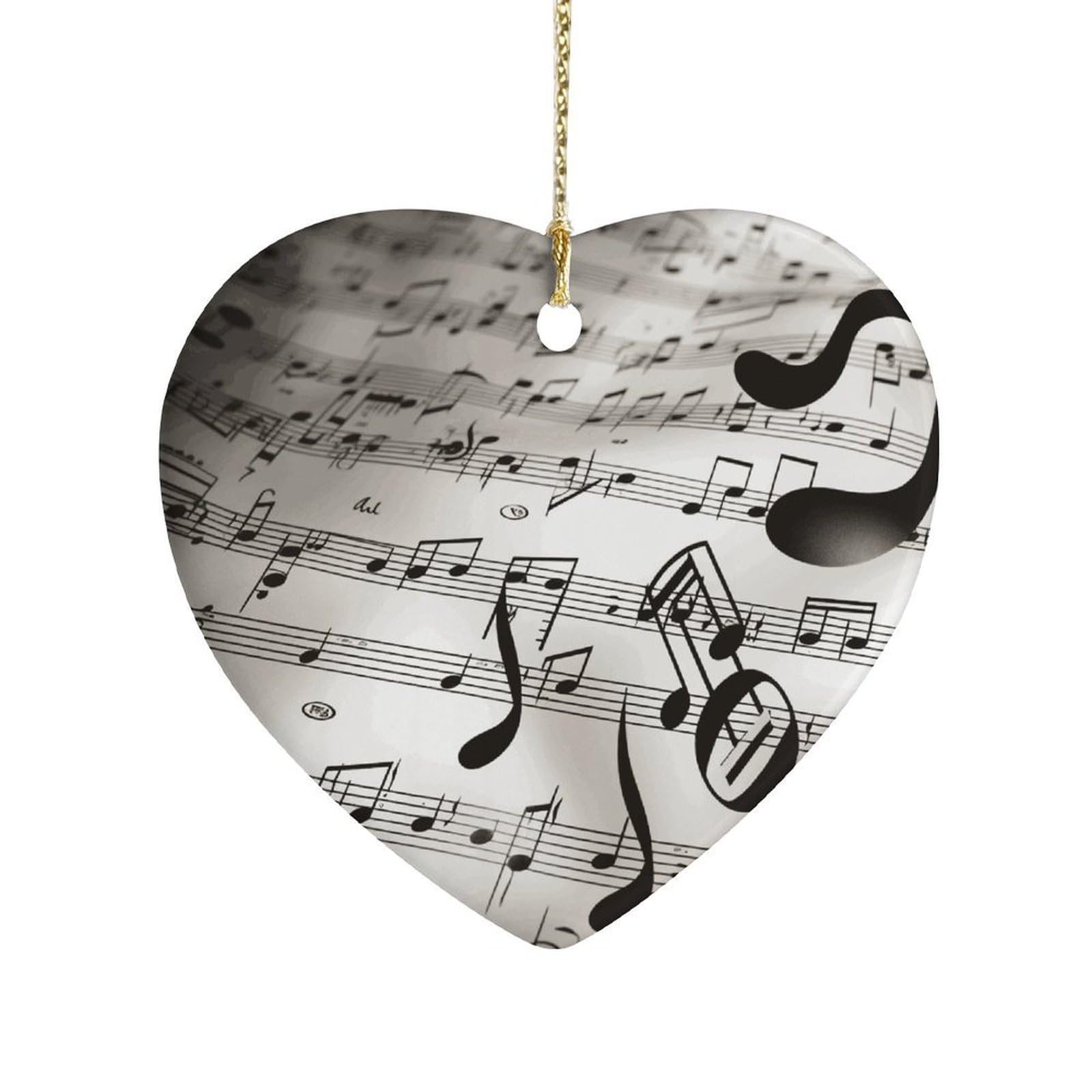 Fekiloot Style Music Notes Print Ceramic Ornament Home Decor Keepsake