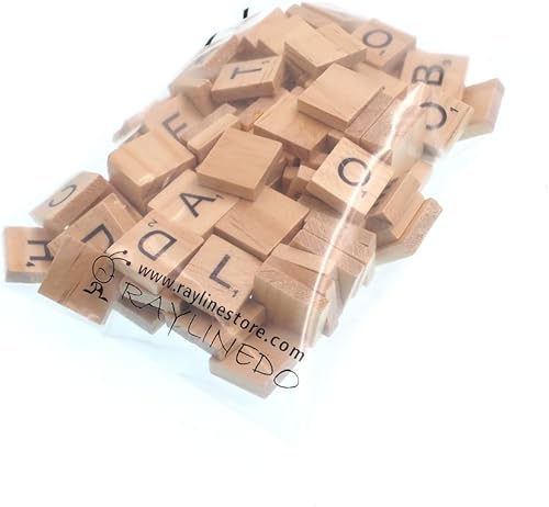 Miniatura 3 de Raylinedo® 100X Scrabble Azulejos de madera Letra Alfabeto Scrabbles Número Artesanías Palabras Inglés Minúscula Mezclado