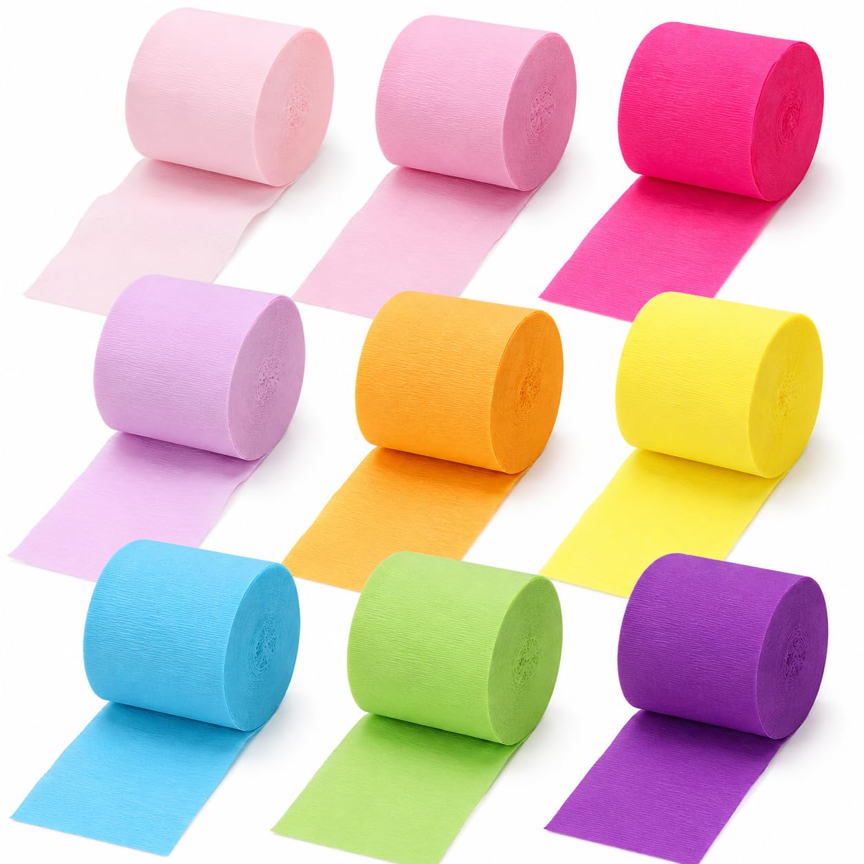 Pastel Crepe Paper Streamers 9 Rolls,738ft Macaron Color Crepe Paper
