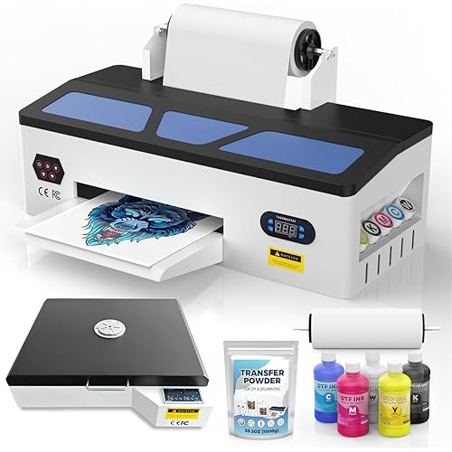 DTF Printer - A3 DTF Transfer Printing Machine, Direct to Film Printer with White Ink Circulation System, DIY Print for Dark and Light Clothing(Includes Oven)