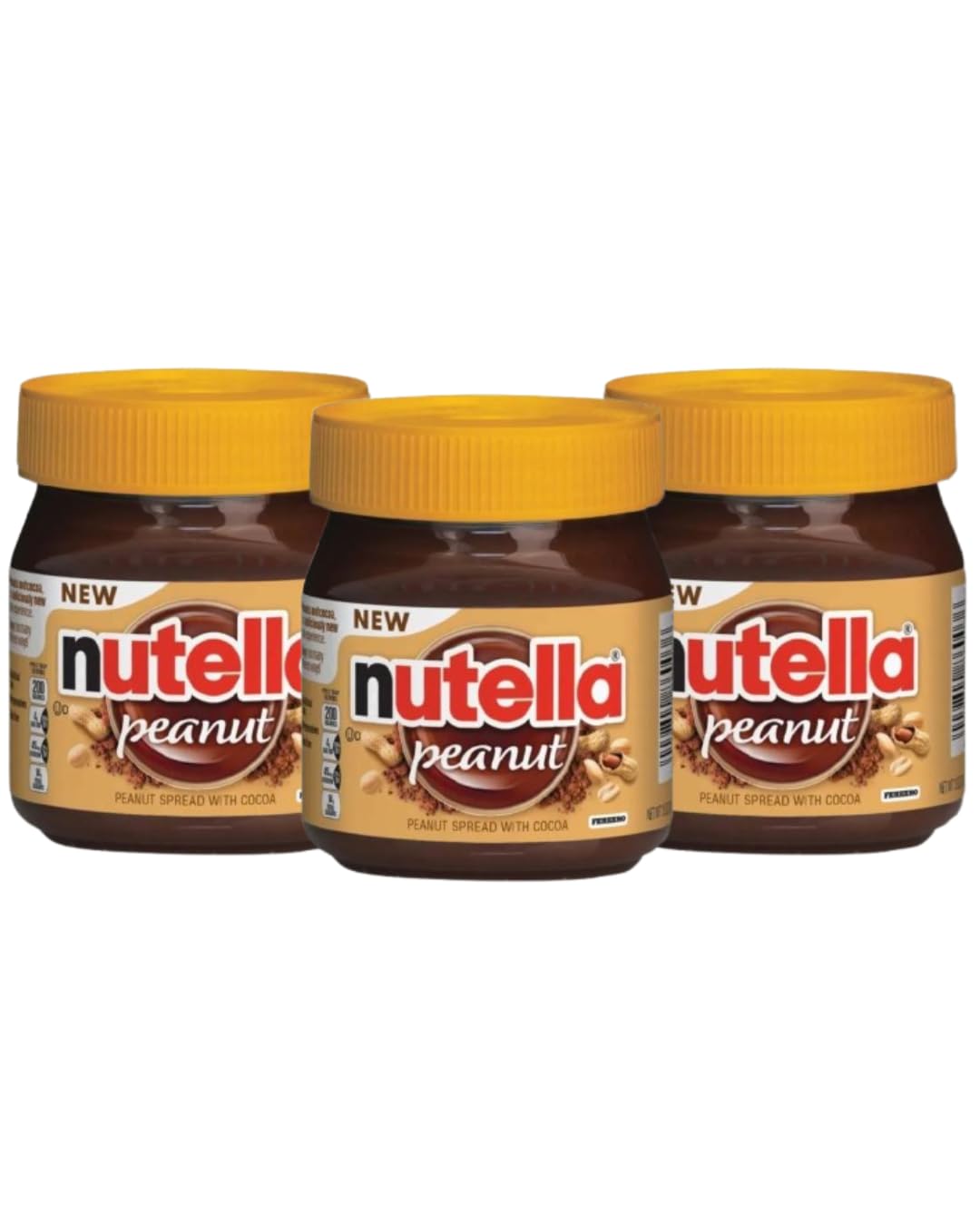 3X Confezione Per Nutella Peanut, crema spalmabile al cacao, nocciole e arachidi da 371g