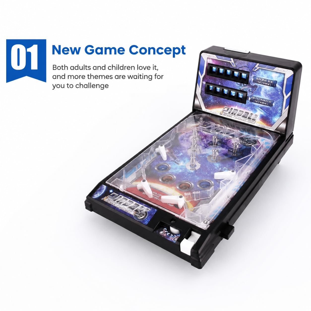 Máquina electrónica de pinball de mesa, mango de tracción, luces y sonidos
