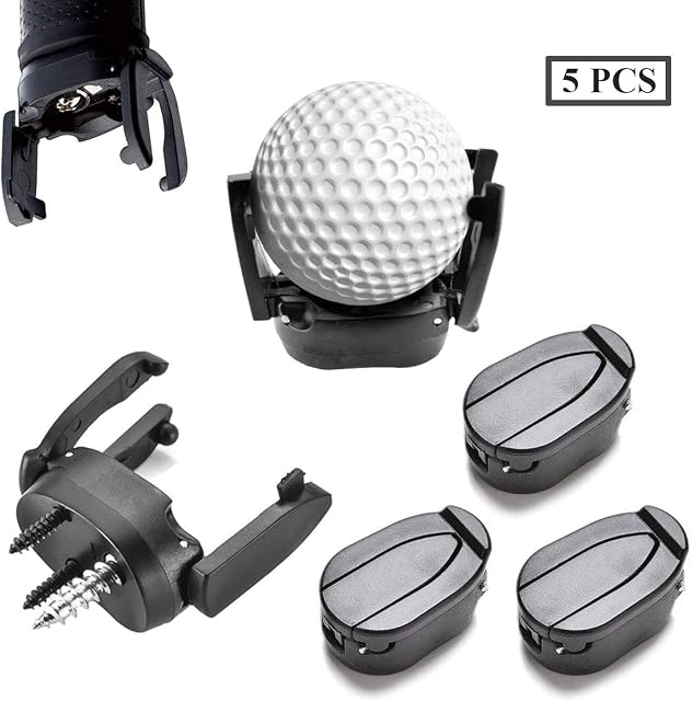 Ailzos Golf Ball Retrievers Mini Foldable Golf Ball Pick Up Tool Saver Putter Grip Black Retriever Plastic Claw Grabber Ball Claw Putter Golf Accessories Tool 5 Pack