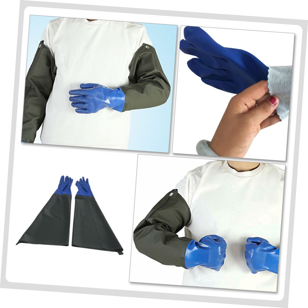 TEHAUX Guantes Industriales Resistentes al Aceite y Agua de Goma Gruesa y Alargada Antiácidos Antideslizantes para Trabajo Pesado y Manejo Seguro de Químicos