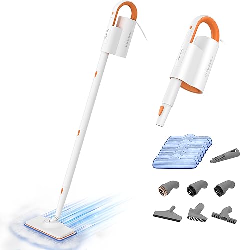 Newbealer Fregona de vapor todo en 1 con 8 almohadillas de microfibra limpiador de vapor de mano de alta temperatura de 248 con accesorios