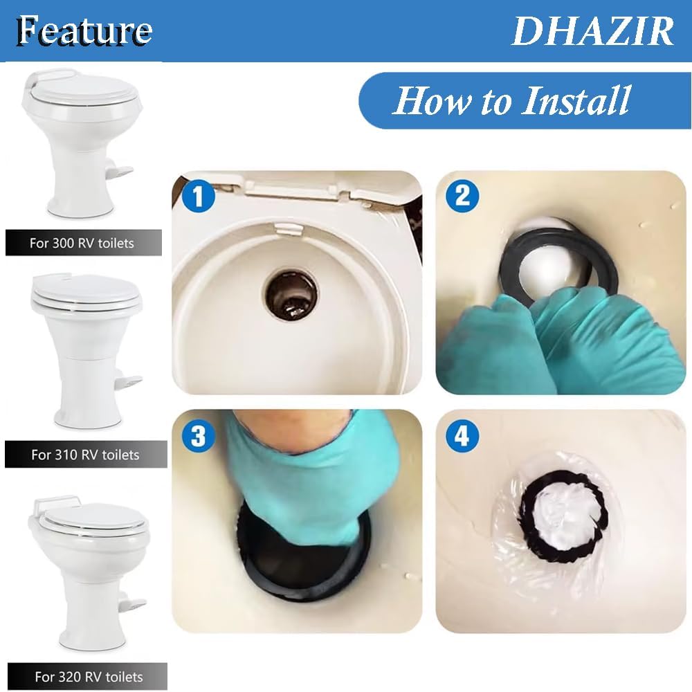 RV Toilet Seal Replacement for Dometic 300 310 320 Toilet Seal Gasket Kit - Replace Part #385311658, 4-Pack
