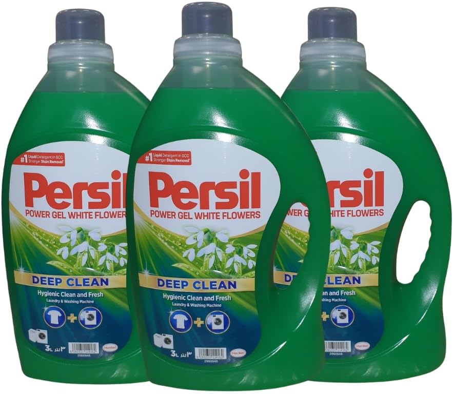 Deep Clean Power Gel White Flower Liquid Laundry Detergent 3 Liter, 3-Pack
