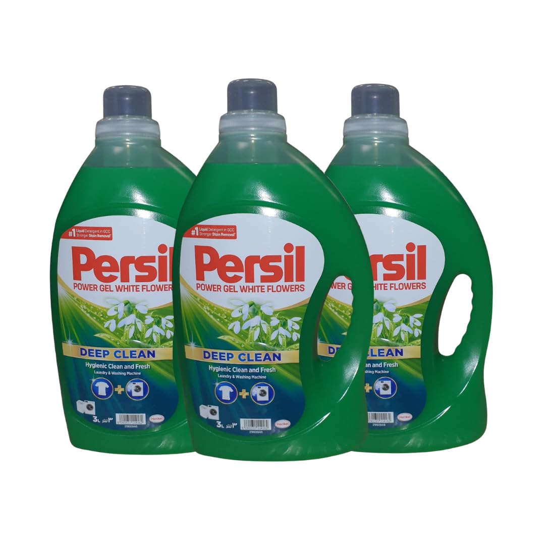 Persil Deep Clean Power Gel White Flower Liquid Laundry Detergent 3 Liter, 3-Pack