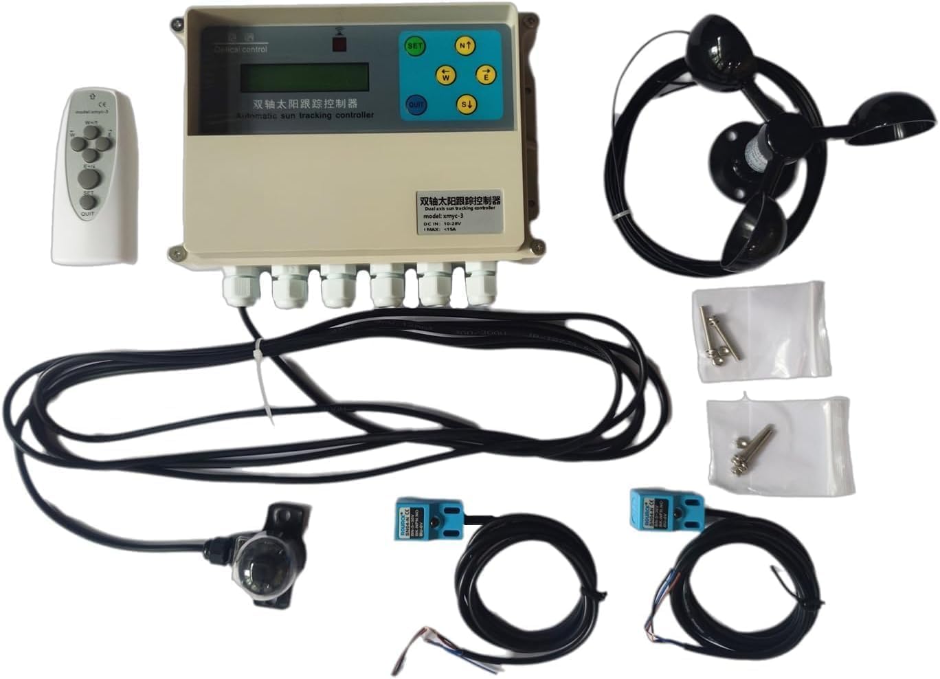Dual-Axis Solar Tracker Controller Kit - Auto Sun Tracking mit LCD, Windsensor & Fernbedienung - Boost Solar Panel Effizienz für Off-Grid, RV, Farm & DIY Systeme