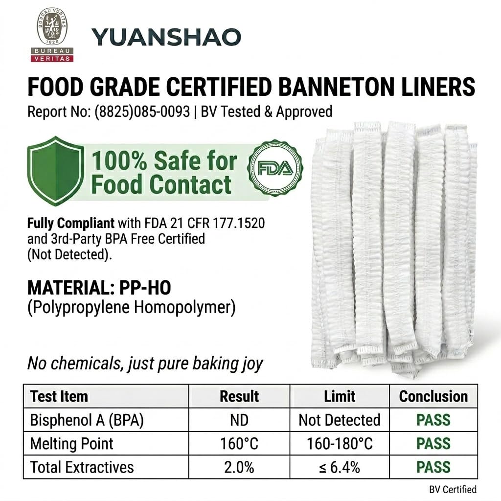 50 forros Banneton, cesta de prueba de pan Banneton, forros no tejidos, cubierta antiadherente, cubierta a prueba de pan, forro elástico de cesta Banneton, suministros para hornear pan de masa madre