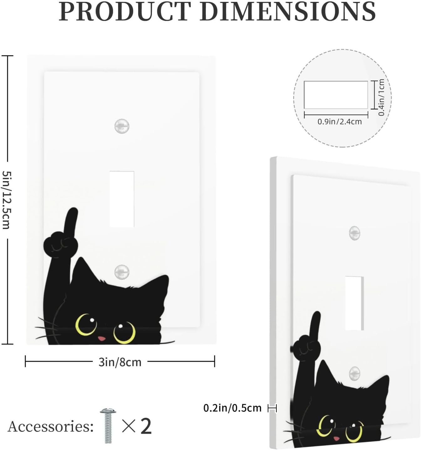 Decorative Light Switch Covers Funny Cute Black Cat Single Toggle Light Switch Cover Plate 1 Gang Outlet Covers Wall Plate Electrical Device Switchplate Dimmer Faceplate for Bathroom Decor