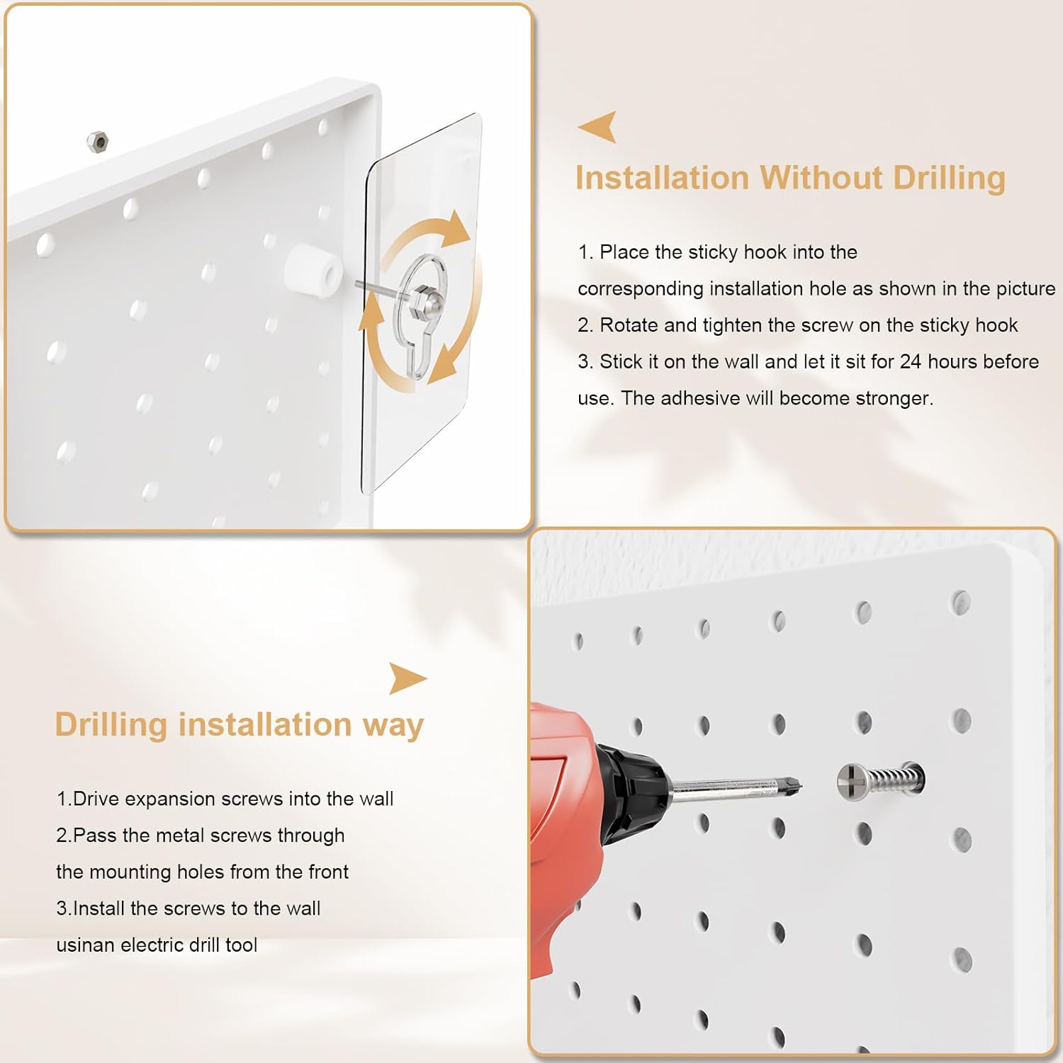 FZK Peg Board with Hooks, Plastic Pegboard Kit with 4 White Pegboards and Accessories, Peg Board Wall Organizer for Office and Craft Room