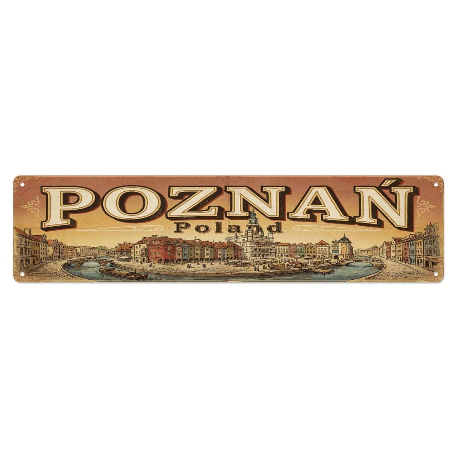 Tgrcjimh Style Metal Tin Sign Vintage Travel Poland Poznan