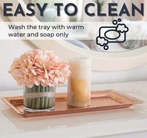 Miniatura 10 de Monarch Abode Bandeja decorativa, organizador de encimera de baño, bandeja de tocador, almacenamiento de encimera de cocina, plato martillado a