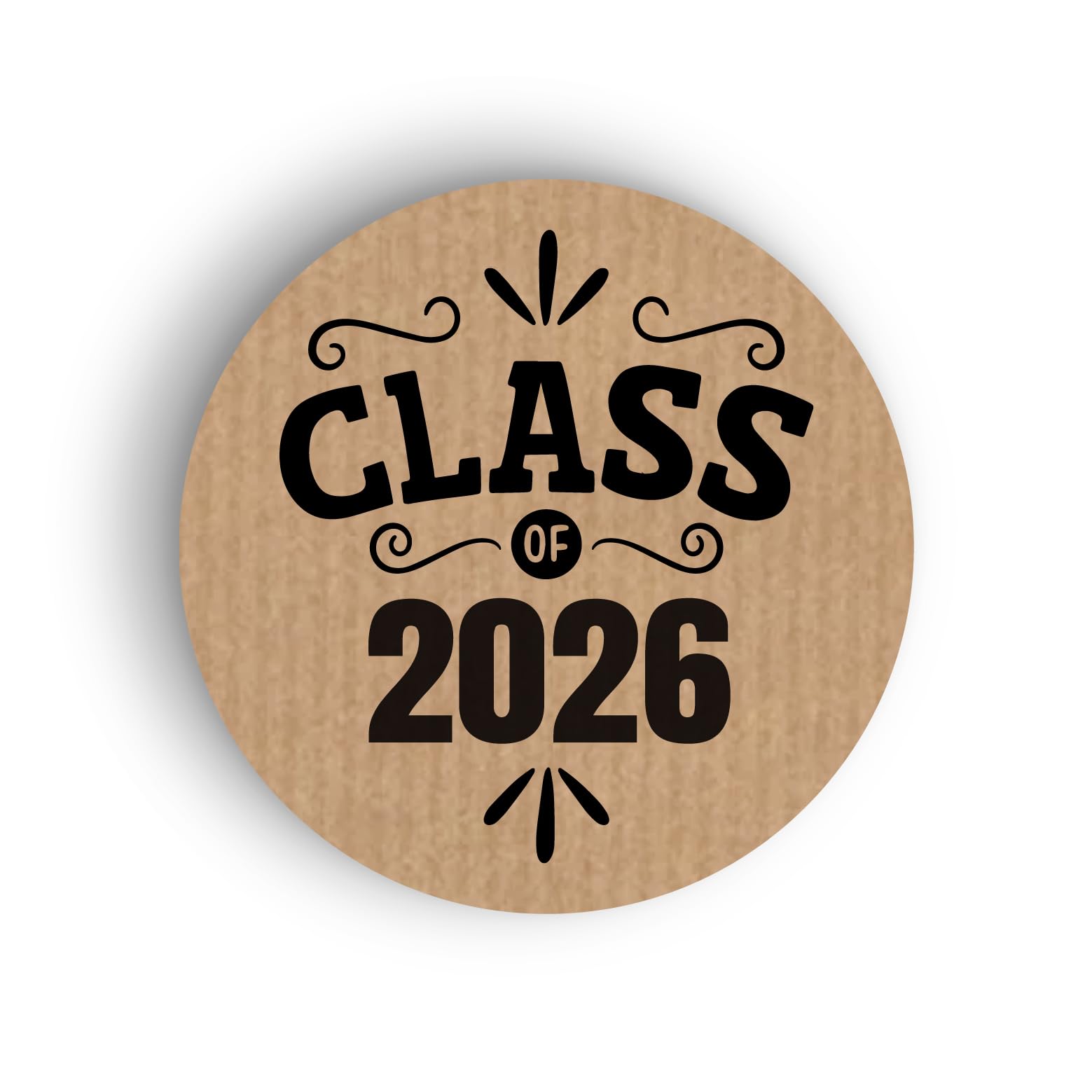 Class of 2024 Graduation Decor Paper Labels, 37mm Self-Adhesive Stickers, Multipack Stationery Craft Decorative Labels (Pack of 180 Labels, Kraft Brown)