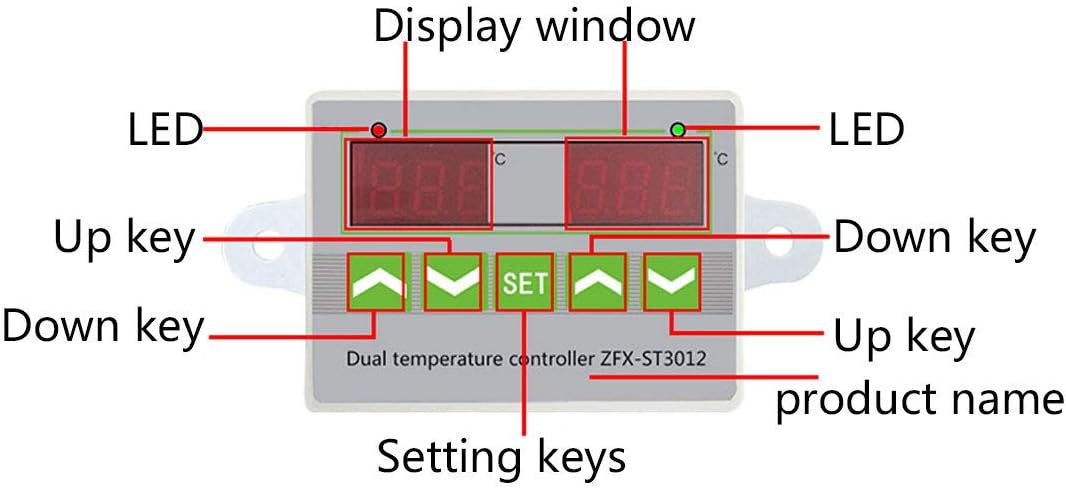 1PCS Digital LED Dual Thermometer Temperature Controller Thermostat Incubator Control Microcomputer Dual Probe AC 220V