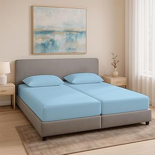 Premium 5-teiliges Split-King-Bettwäsche-Set für verstellbare Betten, 100 % ägyptische Baumwolle, Luxus-Bettwäsche, Hotelqualität, passend für bis zu 40,6 cm tiefe Taschenmatratzen, weich und