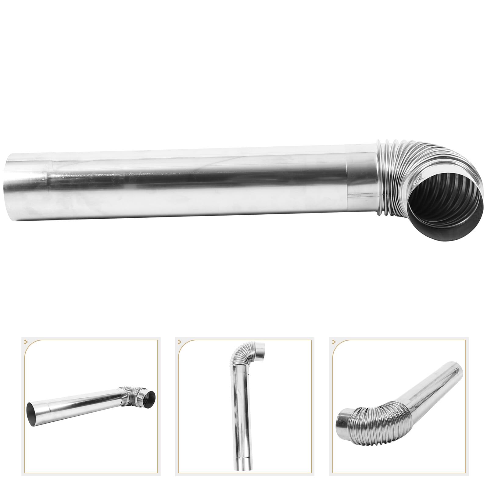 Accessori per Tubo Fumaria in Acciaio Inox Argento | Stufa e Stufa a Legna, Uso in Fabbrica e Canne Fumarie Industriali, Montaggio Semplice