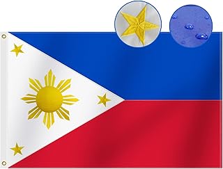 Heavy Duty Philippines Flag 3x5 Ft, Longest Lasting Oxford Nylon 210D | Embroidered Stars | Four Rows Stitching Fly Ends|Filipino Philippine National Flags Decoration Gift Yard House Banner