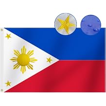 Heavy Duty Philippines Flag 3x5 Ft, Longest Lasting Oxford Nylon 210D | Embroidered Stars | Four Rows Stitching Fly Ends|Filipino Philippine National Flags Decoration Gift Yard House Banner