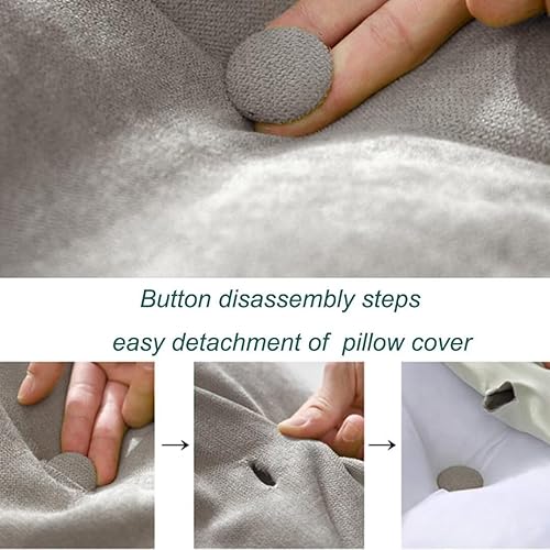 Miniatura 6 de Almohada triangular de lectura para reposo en cama, cojín grande para cabecero, respaldo largo, almohada de cuña con funda extraíble y dos bolsillos