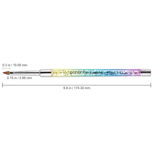 Miniatura 2 de PANA 3D Kolinsky - Brocha para arte de uñas, mango de purpurina arcoíris, tamaño 4, pincel acrílico para escultura de uñas, para manicura, pedicura,