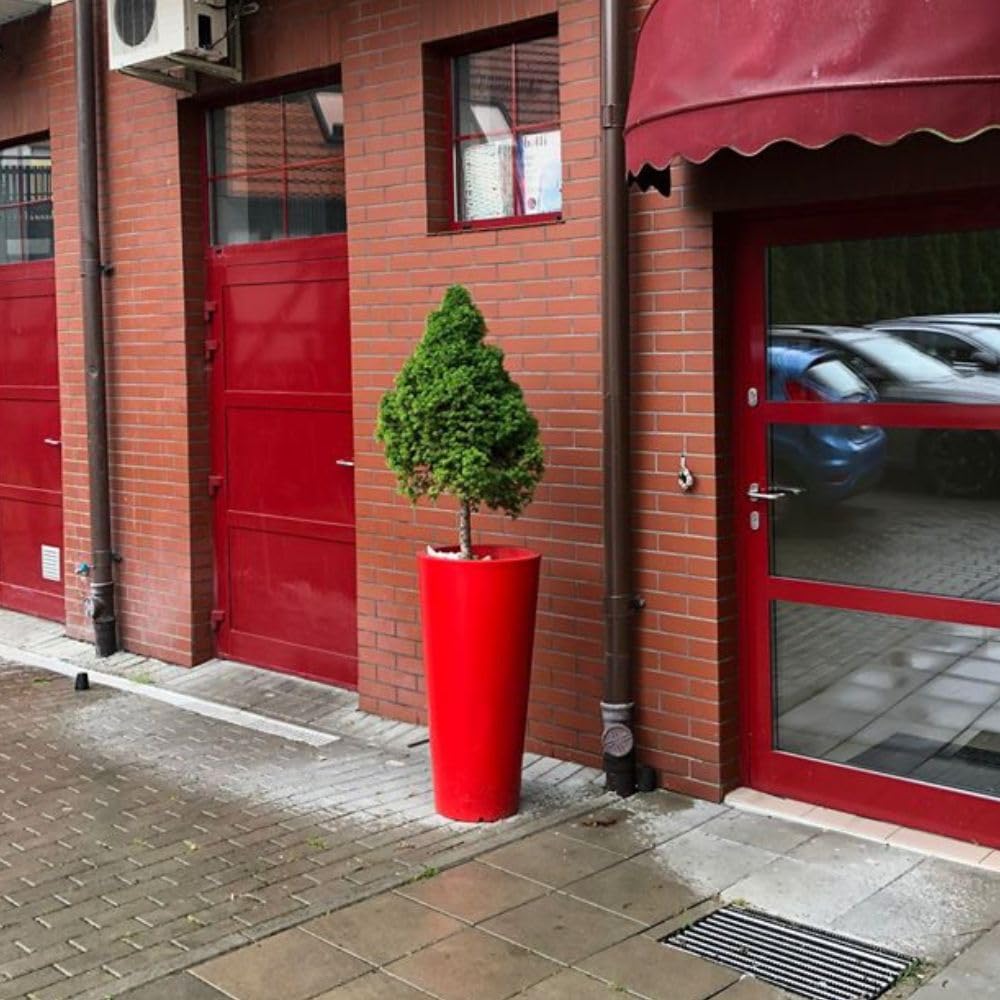 Venus Pot de Fleurs en Plastique - Plantes d'Intérieur et d'Extérieur - Grand Pot avec Étagère - Rouge 70x35
