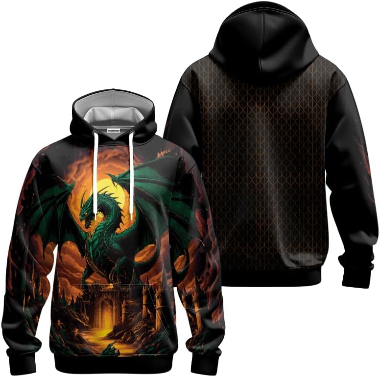 Dragon Unisex Hoodies AOP Men's Pullover Hooded Sweatshirt with Pocket