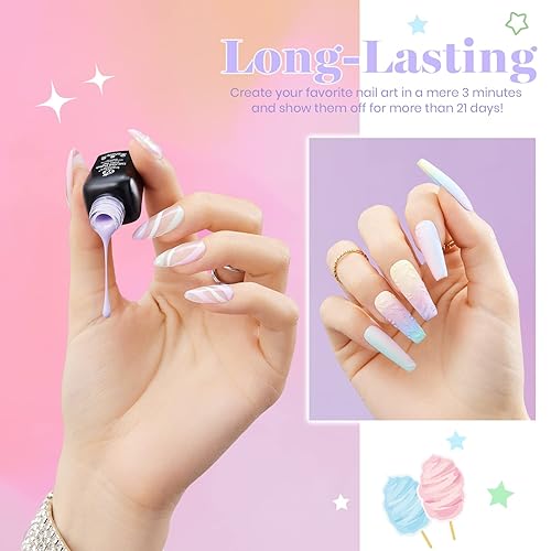 Miniatura 5 de Beetles - Esmalte de uñas de gel pastel, 6 colores, rosa macarrón, azul, verde, amarillo, morado, suave, pastel, kit de manicura de gel UV, kit de