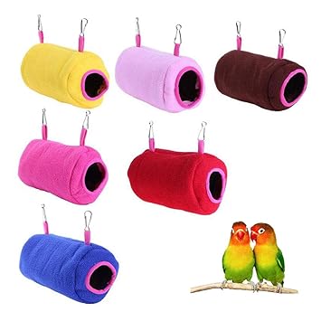 Winter Warm Bird Hammock Tunnel Toy Nest House Bed for Pet Parrot Parakeet Cockatiel Conure Cockatoo Lovebird Budgie Finch Canary Hamster Rat Chinchilla Cage Perch