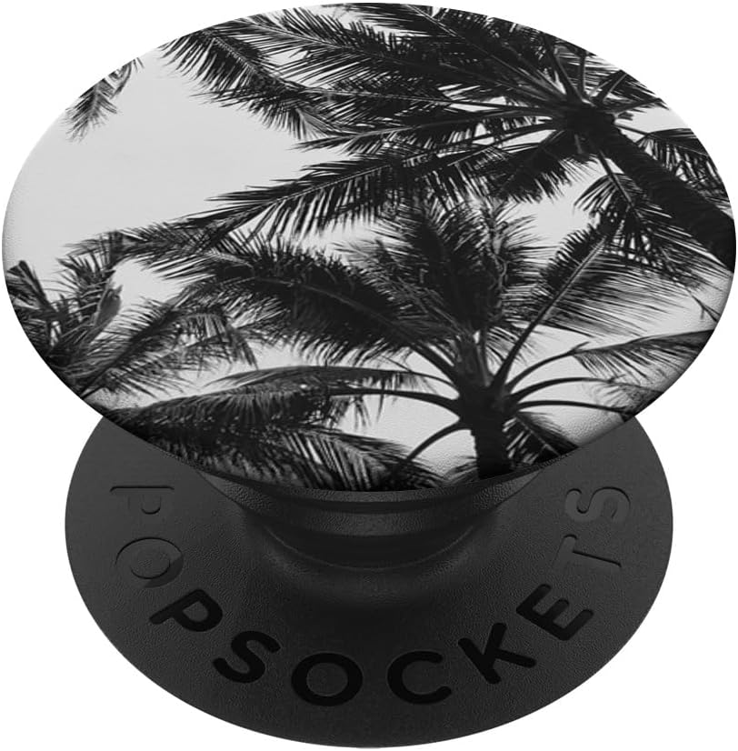 Palm Tree Photography Tropical Island Summer Black and White PopSockets PopGrip for MagSafe
