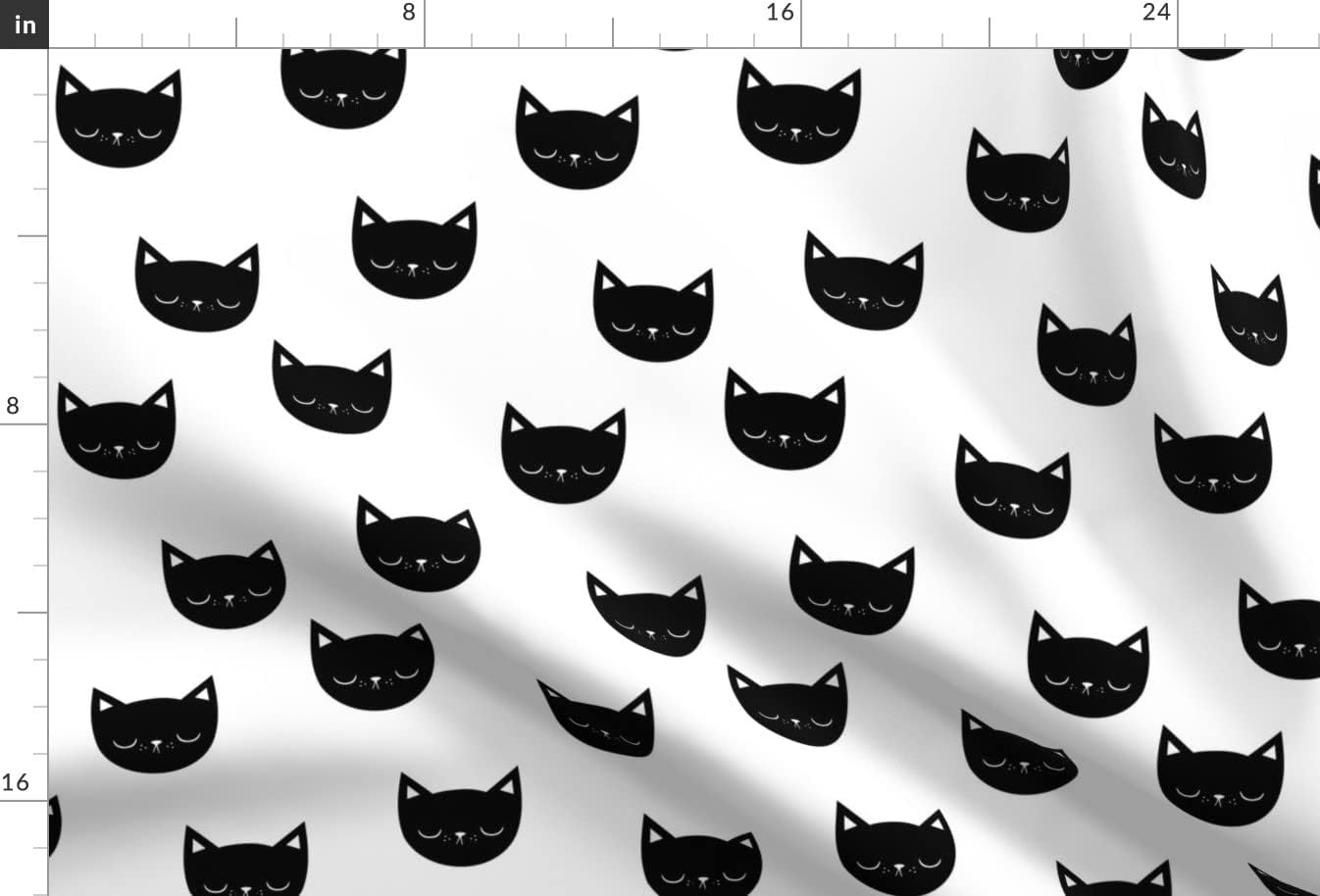 Spoonflower Fabric - Cat Black and White Kitten Head Animal Pet Girl Nursery Monochrome Printed on Upholstery Velvet Fabric Fat Quarter - Upholstery Home Decor Bottomweight Apparel