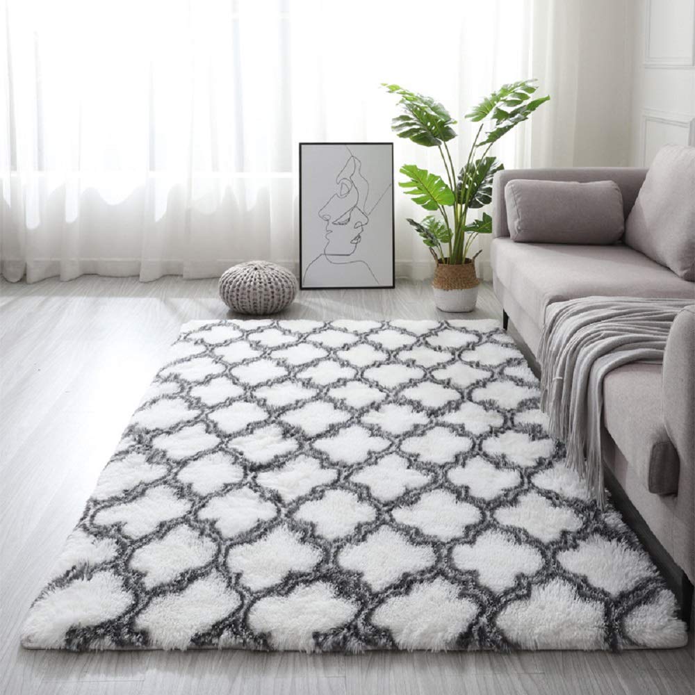 Tappeti Salotto Shaggy Tappeto a Pelo Lungo Tappeto Peloso Soggiorno Salotto Moderno Cameretta Tappeti Pelosi Camera da Letto Morbido Tappetino Antiscivolo Morbido e Soffice (bianco, 185*185)