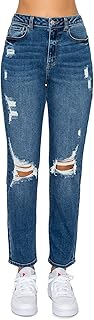 Women's Mom Jean with Blown Out Knee
