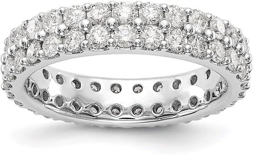 Diamond2Deal 14k White Gold SI2-I1 H/I 2CT Double Row Eternity Engagement Wedding Band Ring