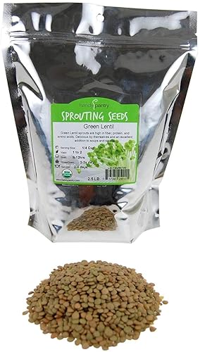 Miniatura 1 de Semilla de germinación de lentejas verdes secas orgánicas 2.5 lb - Lentejas secas para plantar semillas de jardín, sopa, cocinar o ensalada de