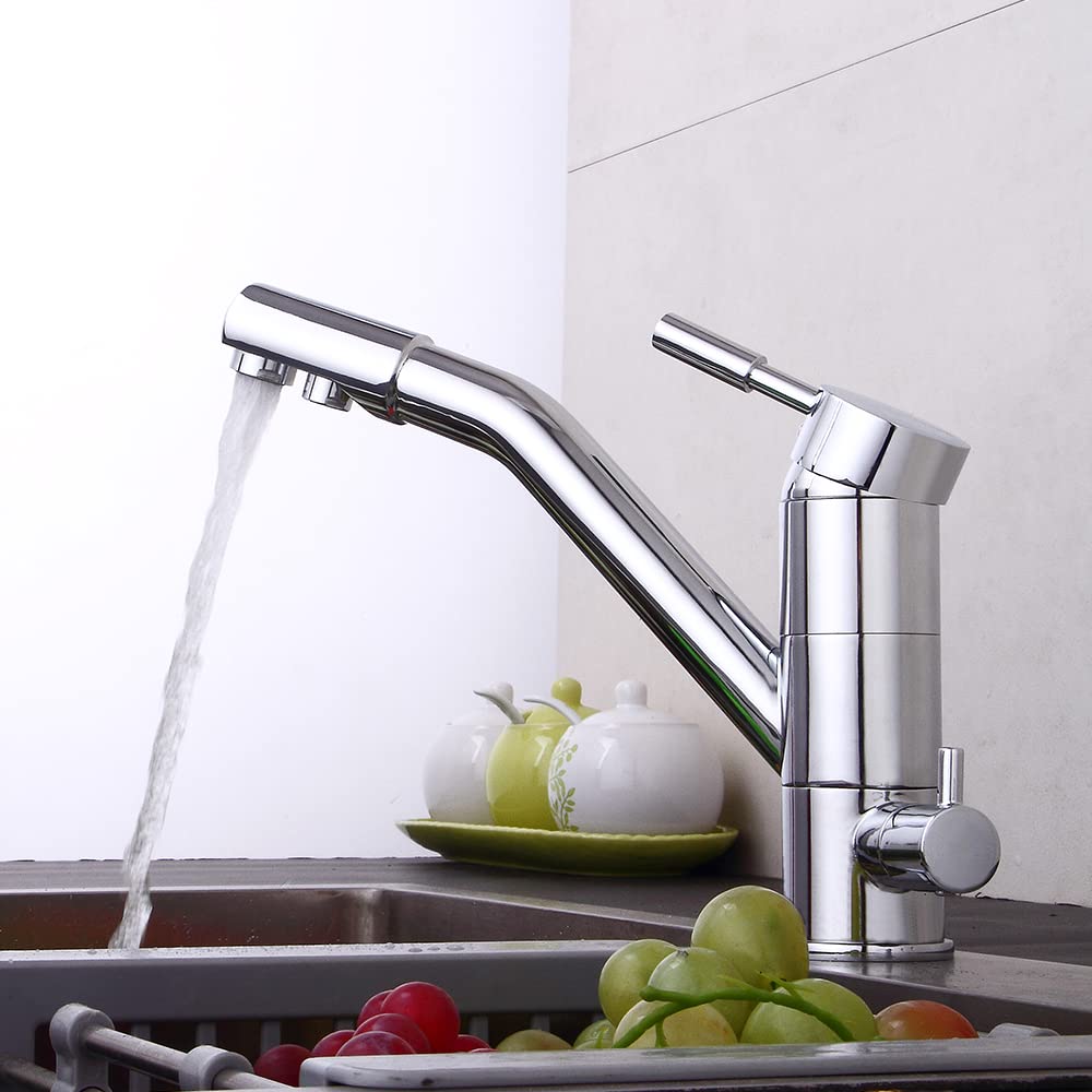 3 Wege-Wasserhahn, Küchenamatur 3 in 1 Waschbeckenarmatur Küche Wasserhahn Armaturen bad drehbar, Mischbatterie, Badamatur für Spülbecken, Küche, Bad