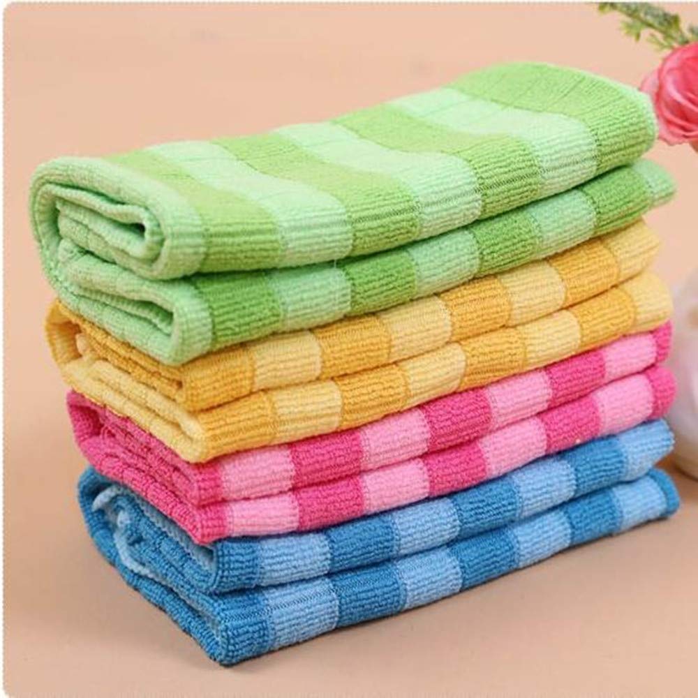 4 Morceaux De Couleur Bar Treillis Microfibre Verre Chiffon De Nettoyage Bon Absorbant Absorbant Pad Durable Serviette Cuisine Nettoyage 30x40c