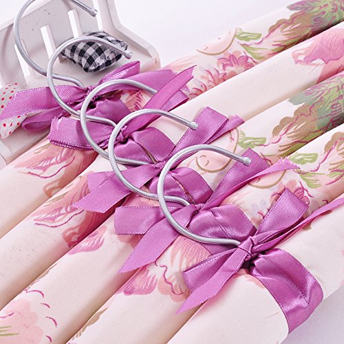 Floral Cotton Padded Hangers Soft Dress Hanger 10Pcs, With Hair Rope #TOP7