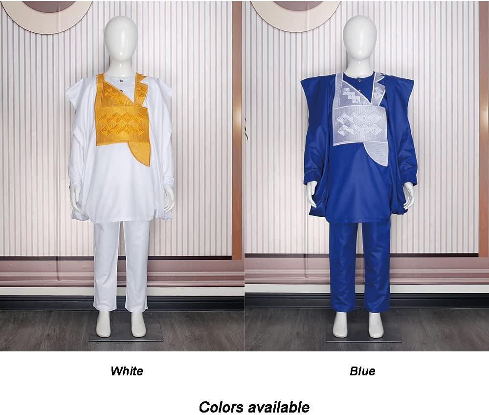 HD Kids African Clothing Embroidery Dashiki Outfit 3 Pieces Agbada Robe for Boy
