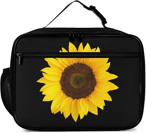 Miniatura 2 de Muishi Lonchera reutilizable con diseño de girasol amarillo, bolsa de almuerzo aislada, lonchera para comida y alimentos, bolsa de mano para
