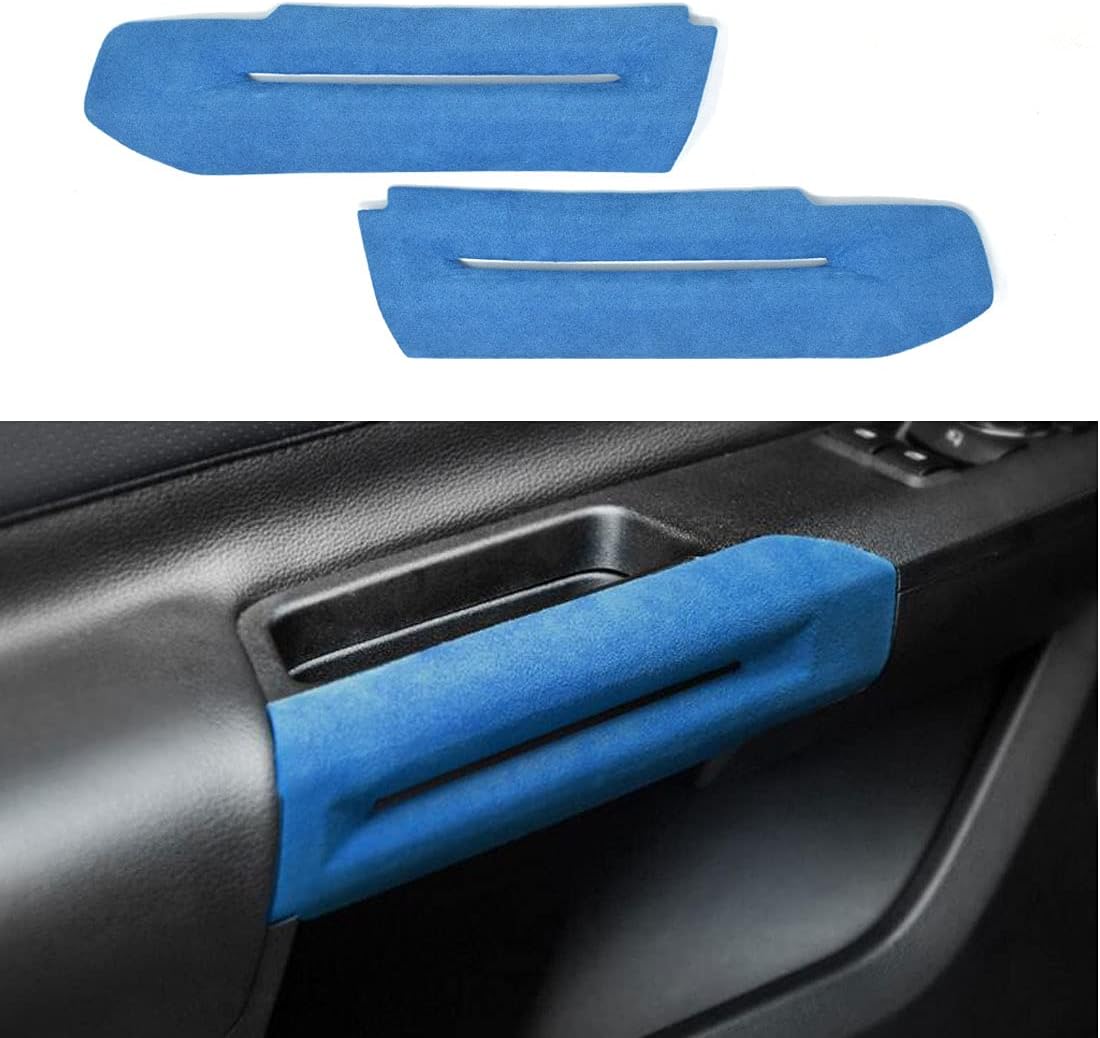 GZXinWei Interior Modification Window Switch Control Panel Blue Suede Trim Car Stickers Decor Cover for Mustang 2015 2016 2017 2018 2019 2020 2021
