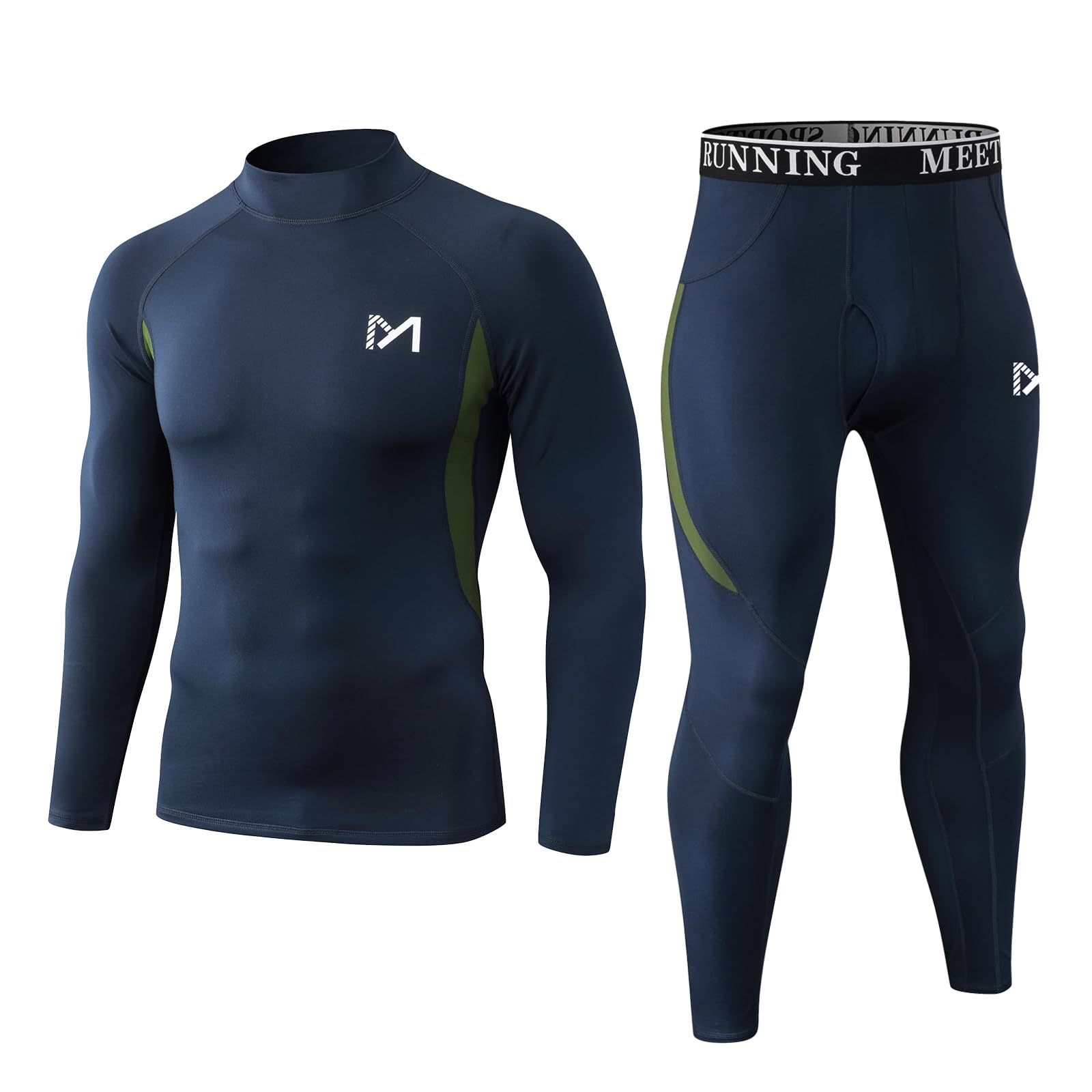 MEETYOO Intimo Termico Uomo a Manica Lunga Set Top e Pantalone per Inverno, Traspirante e Anti-umidità per Sport Invernali, Caccia, Sci