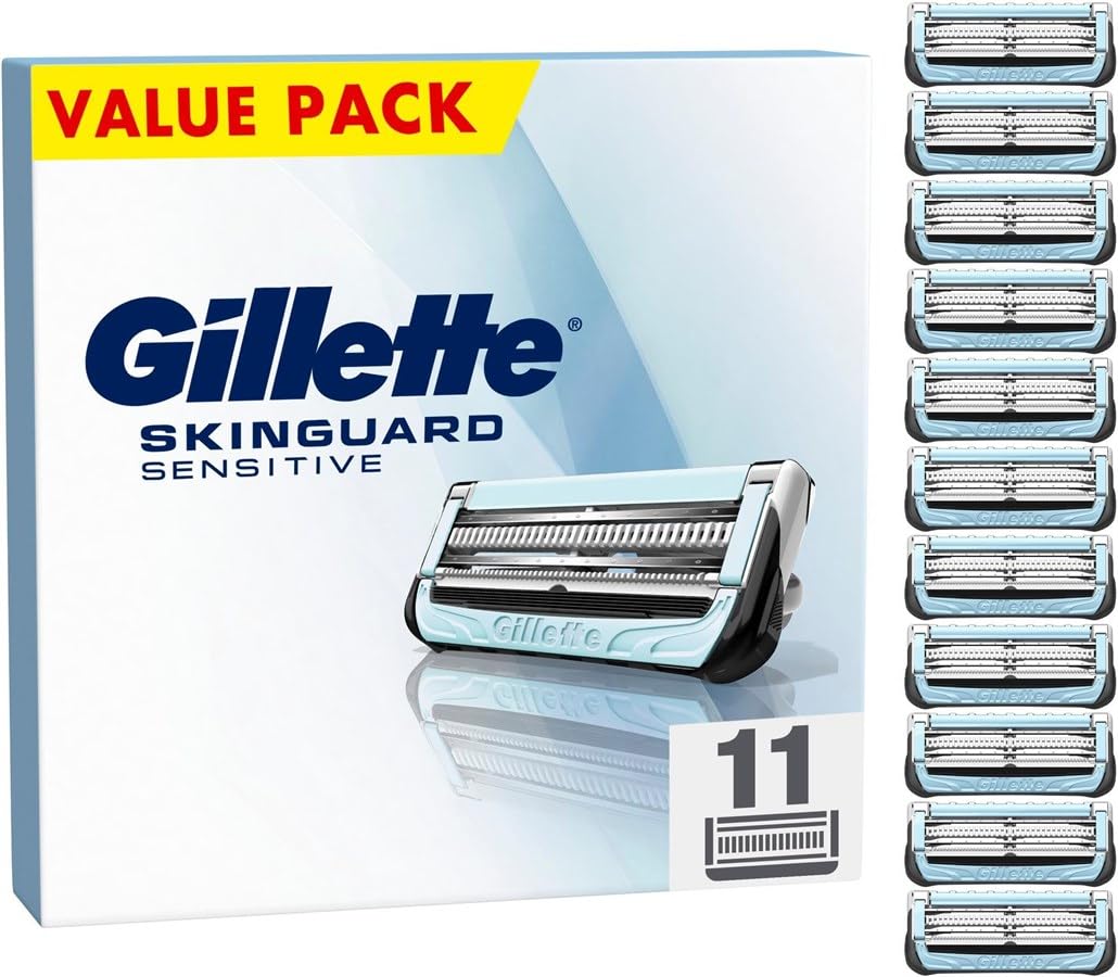 Gillette SkinGuard Sensitive Razor Blades, Blades for Men, 11 Original Replacement Blades for Men's Wet Razor, Improved Lubricating Strip, Fits Fusion Handles 11 blades